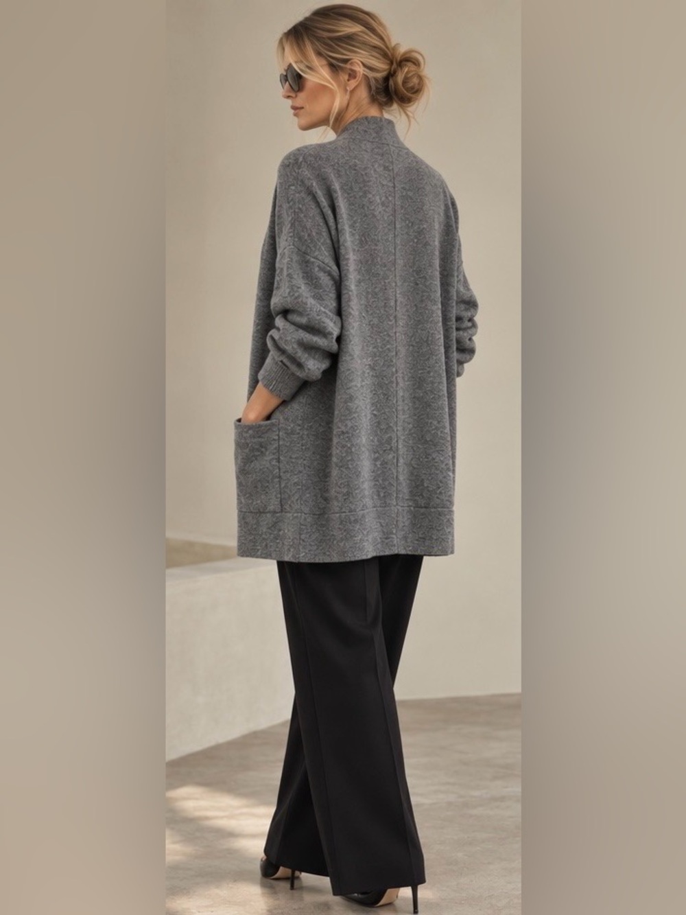 Repeat Silver Édition Cashmere Blend Cardigan w Front Toggle Closure.